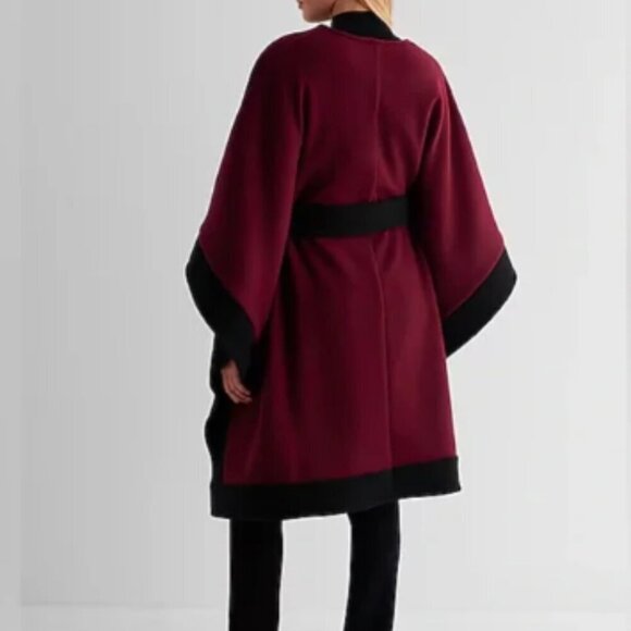 Express Faux Wool Belted Cape Coat Sz M/L - Picture 3 of 6